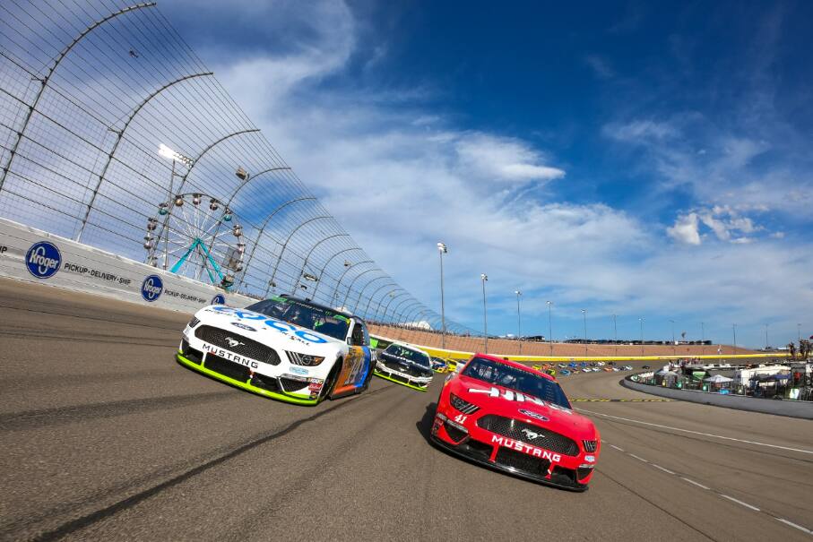 Ford Mustangs took three of the top five spots in the NASCAR Cup series playoff opener at Las Vegas. Ford Mustangs took three of the top five spots in the NASCAR Cup series playoff opener at Las Vegas.